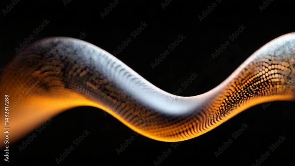 Poster abstract wave pattern with dots in orange and black background for modern design and technology conc