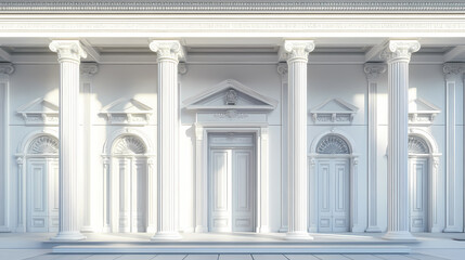 Obraz premium Classical white building entrance with columns and ornate details. Portal Pillar. Illustration