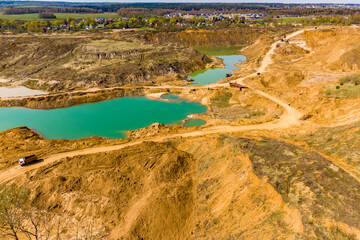 Aerial view of Kirillovsky sand quarry, Borovsky district, Kaluga region, Russia