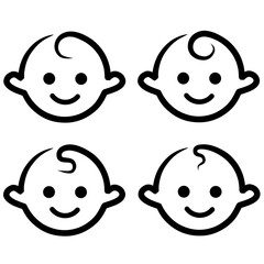 Baby face icon. Baby face expression set. Toddler emotions pack. Newborn baby symbol. Child face pictogram. Cute child smile sign. Happy child. baby face icon isolated on white background