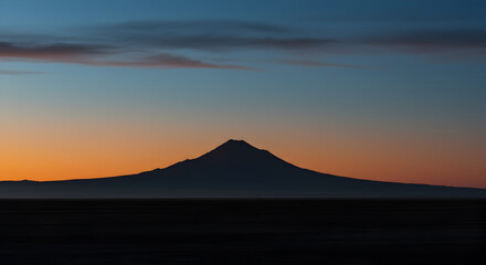 Majestic Mountain Silhouette At Dusk With Vibrant Gradient Sky