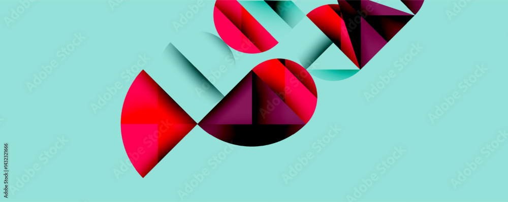Aufkleber abstract geometric shapes overlap, creating dynamic composition. red, maroon, black contrast against