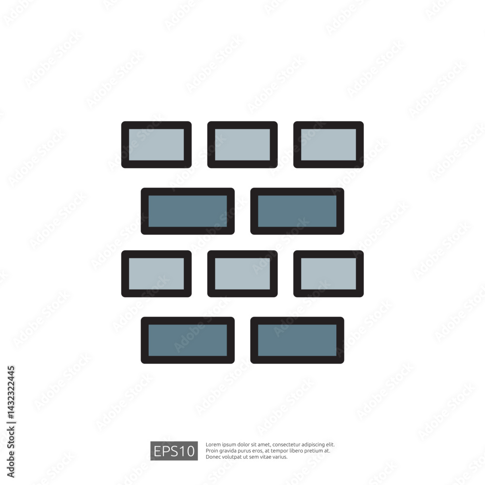 Poster home renovation icon featuring modern brick and tile patterns in cool tones for building and archite