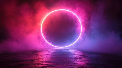Neon Circle with Pink, and Purple Smoke.