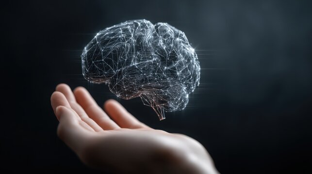 Human brain being held in a hand symbolizing the importance of ai ethics and education in technology development