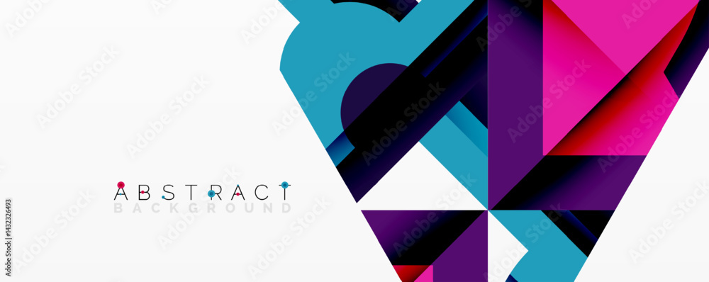 Aufkleber Geometric shapes overlap creating vibrant colorful design. Modern abstract background with gradient effects. Minimalist composition.