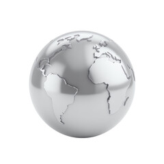 Fototapeta premium 3D model of a silver globe, white background