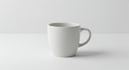 Fototapeta premium Minimalist White Ceramic Mug Placed on a Clean White Surface