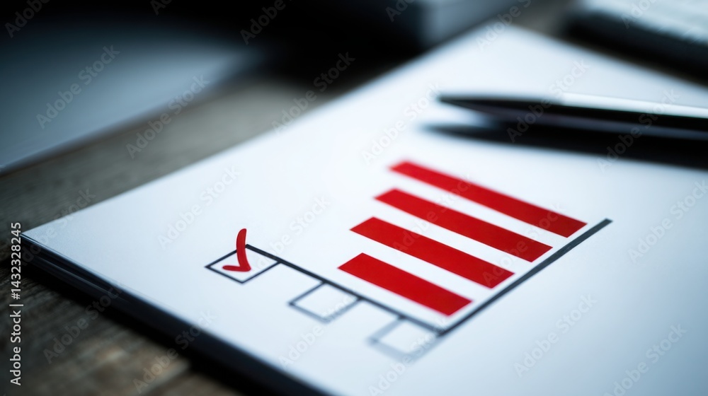 Poster pen and paper with a red arrow indicating growth and strategic direction in data-driven decision mak