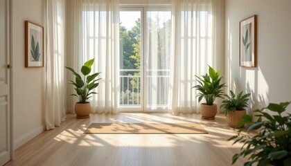 Fototapeta premium Bright Minimalist Interior with Plants