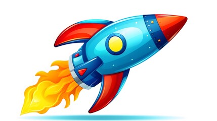 Colorful and Playful Cartoon Rocket Illustration for Children's Books and Educational Material