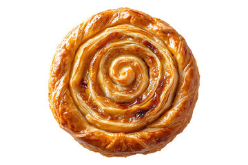 Fototapeta premium A spiral puff pastry cake isolated on transparent background 