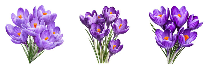 Naklejka premium Beautiful Purple Crocus Flower Group