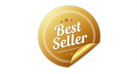 Best Seller Badge, Golden Product Tag, Top Rated Label, Premium Quality Sticker, Popular Choice Emblem.
