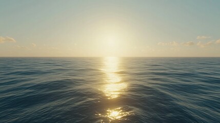 Obraz premium Golden sunset over a vast ocean expanse.