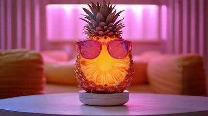 Pineapple Lamp with Pink Room, and Night.