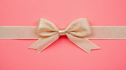Red background with a golden ribbon in a flat lay top view, creating a luxurious gift card design template with copy space for personalized messages.