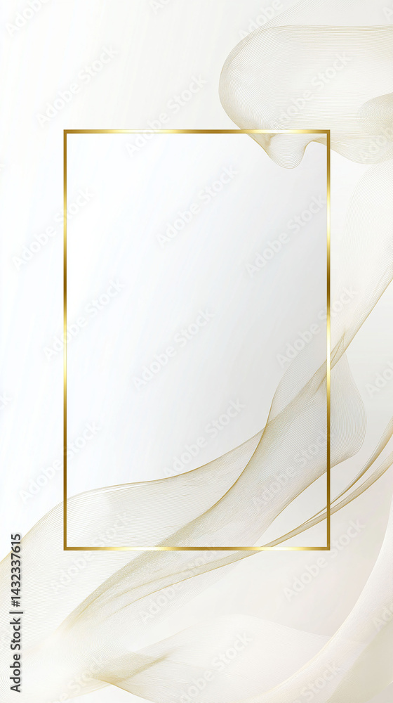 Poster a gold frame with a white background is displayed. the frame is empty, and the background is a pure 