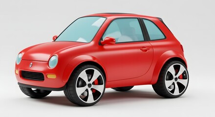 Obraz premium Cartoon Red Car Illustration Modern Design and Clean Background