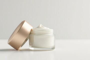 Luxurious cream jar on white, minimalist design, white background photography, cream jar mockup