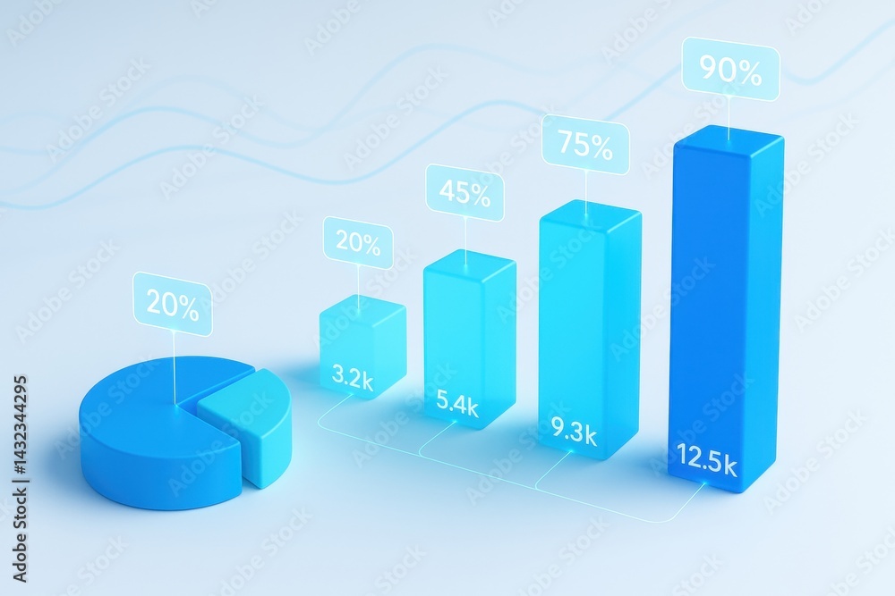 Poster rising data: a dynamic visualization of rising business data, showcasing growth and success through 