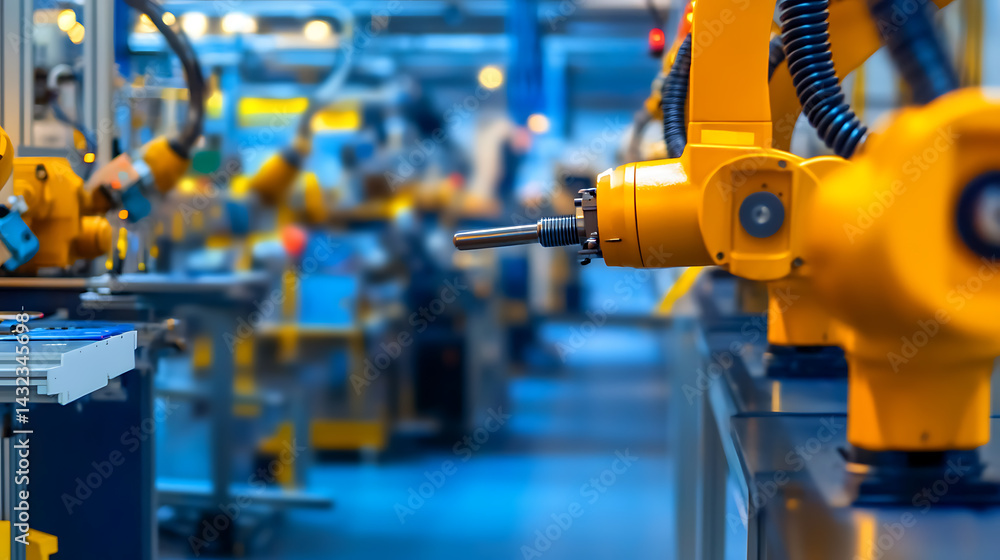 Aufkleber automated manufacturing processes industrial facility image high-tech environment close-up view robo