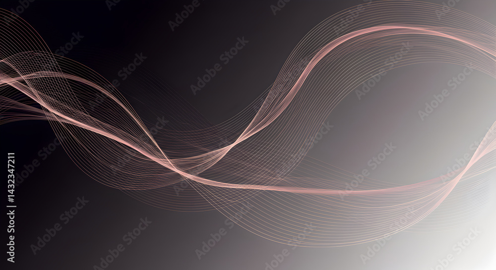 Poster abstract gradient background with delicate flowing lines and soft pink tones