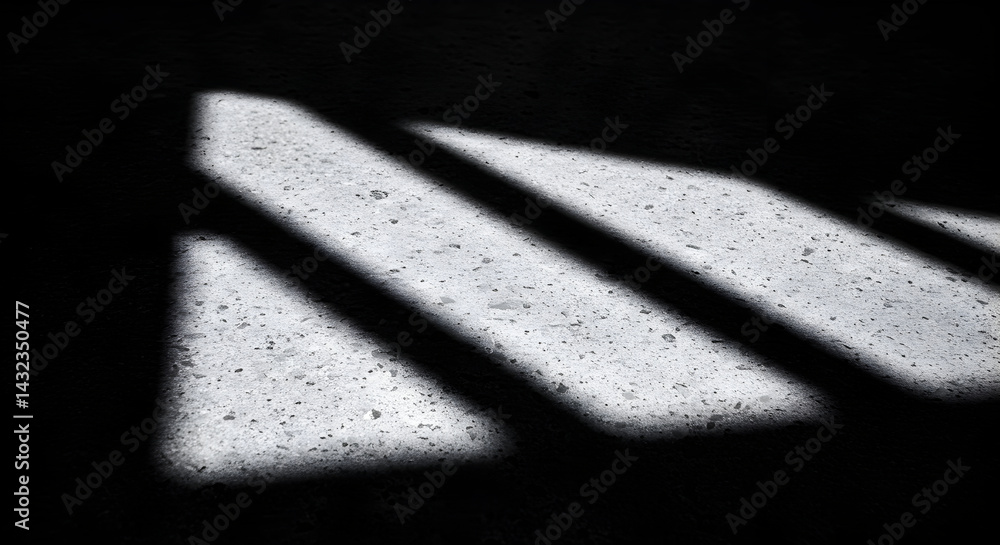 Poster abstract light and shadow playing on concrete floor surface inside building