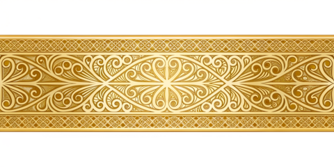 Intricate Golden Ornamental Border Isolated on Transparent Background