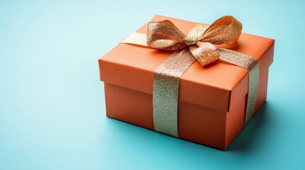 Bright solid color background enhances a red gift box in a web banner design, room for copy allows adding personalized text or logos for brand campaigns.