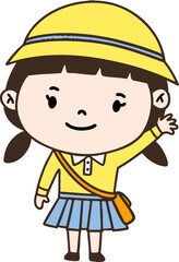 노란 옷을 입은 유치원 어린이