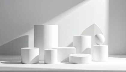 Minimalist arrangement of geometric objects still life
