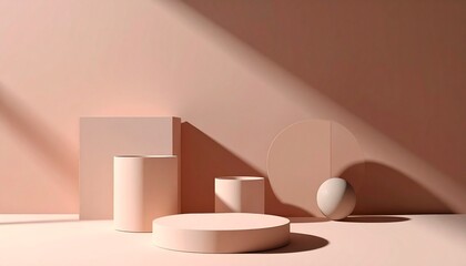 Minimalist arrangement of geometric objects still life