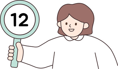 숫자 12 알림판을 들고 있는 사람