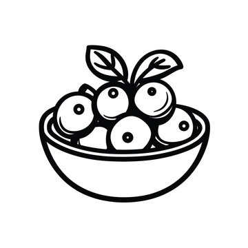 black and white berries bowl clip art preview
