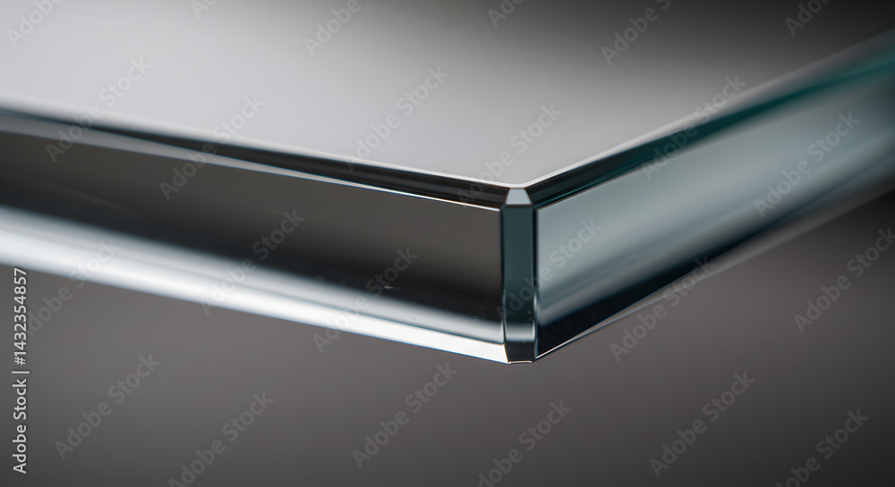 Aufkleber edge of a glass surface with reflections in a macro view