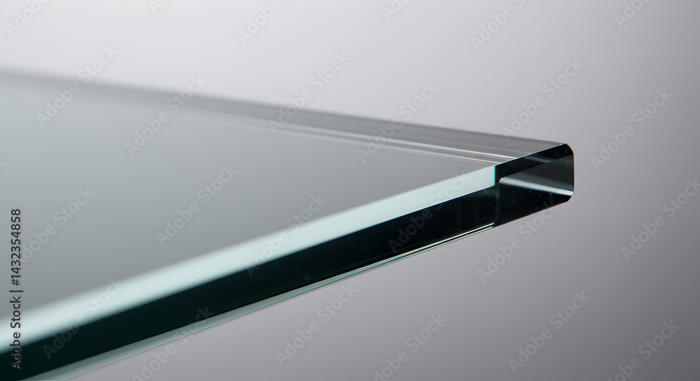 Aufkleber edge of a rectangular clear glass pane against a gradient background