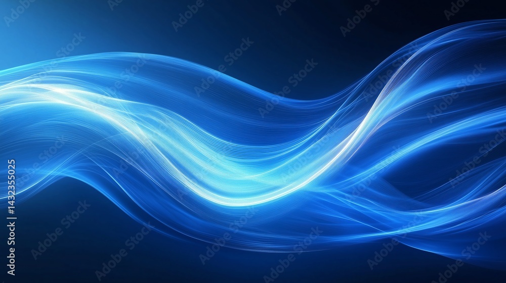 Aufkleber blue tech energy flow in space, abstract cgi background with deep negative space for modern and sci-