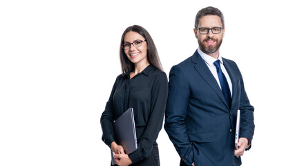 collaborating on a new business project. businesspeople isolated on white. businesspeople together while having meeting in office. businesspeople working on business project. distinguished colleague