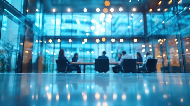 Modern Business Meeting in an Architectural Masterpiece with a Blue Tone