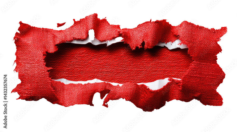 Aufkleber torn red paper banner: a vibrant red paper banner with a ragged, torn edge, creating a dramatic and 