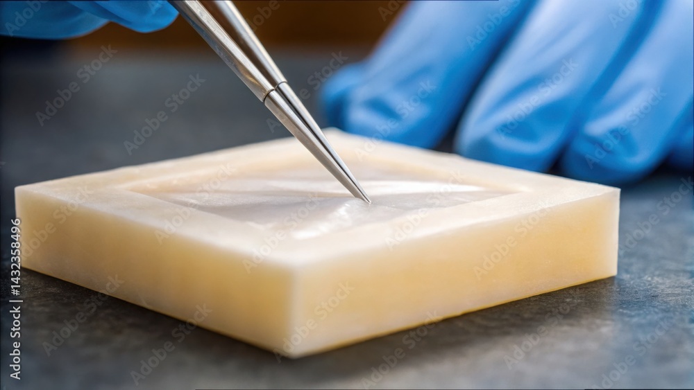 Poster tissue section embedded in wax for histological examination