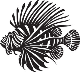 Black lionfish fish vector, lionfish fish logo silhouette vector