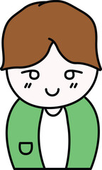 Smiling Boy Character Wearing a Green Jacket Illustration