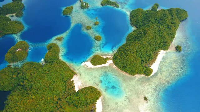 4K Aerial Drone Footage of Sohoton Cove in Siargao, Philippines &ndash; Limestone Islands, Clear Blue Water, and Tropical Scenery