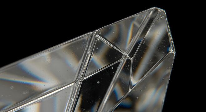 Abstract Clear Prism With Geometric Facets And Play Of Light