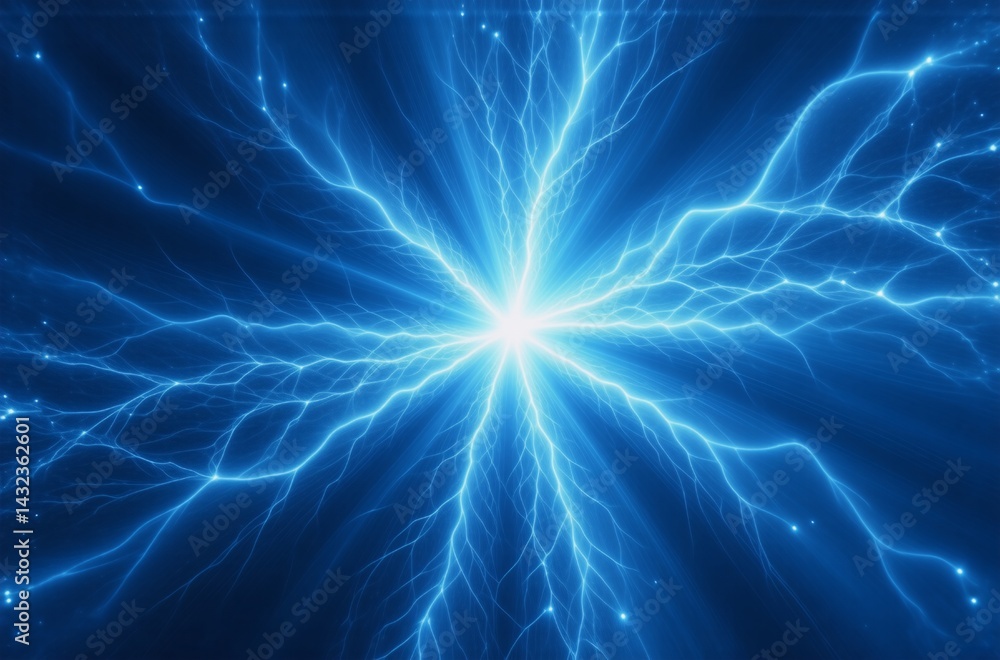 Poster a mesmerizing burst of vibrant blue energy, radiating outwards like a celestial firework. intricate,
