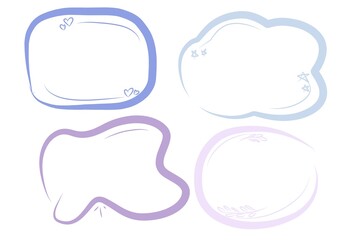 Cute Memo collection.Set of blank colorful speech bubble in flat design for short message. Chat balloon in hand drawn style.