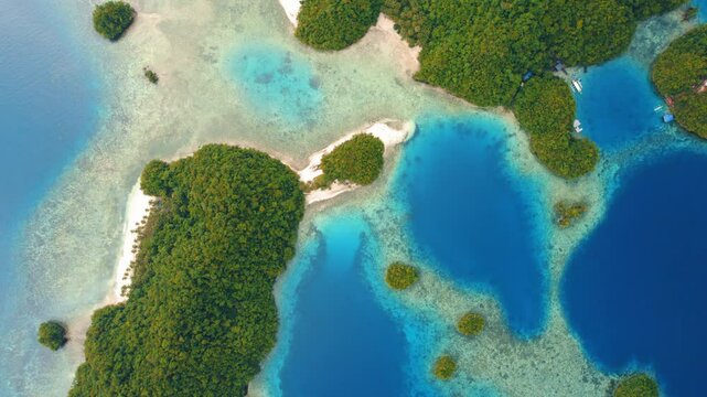 4K Aerial Drone Footage of Sohoton Cove in Siargao, Philippines &ndash; Limestone Islands, Clear Blue Water, and Tropical Scenery
