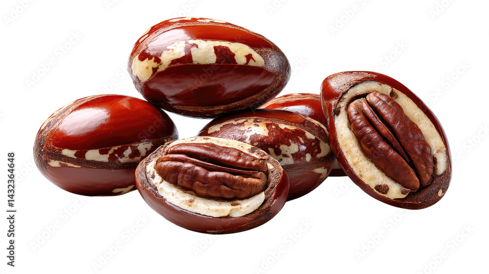 Poster pecan nuts up close: a close-up capture of several pecan nuts showcasing the intricate textures and 